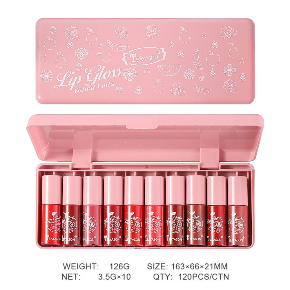 TEAYASON 10 Pink Pearlescent Lip Gloss Set