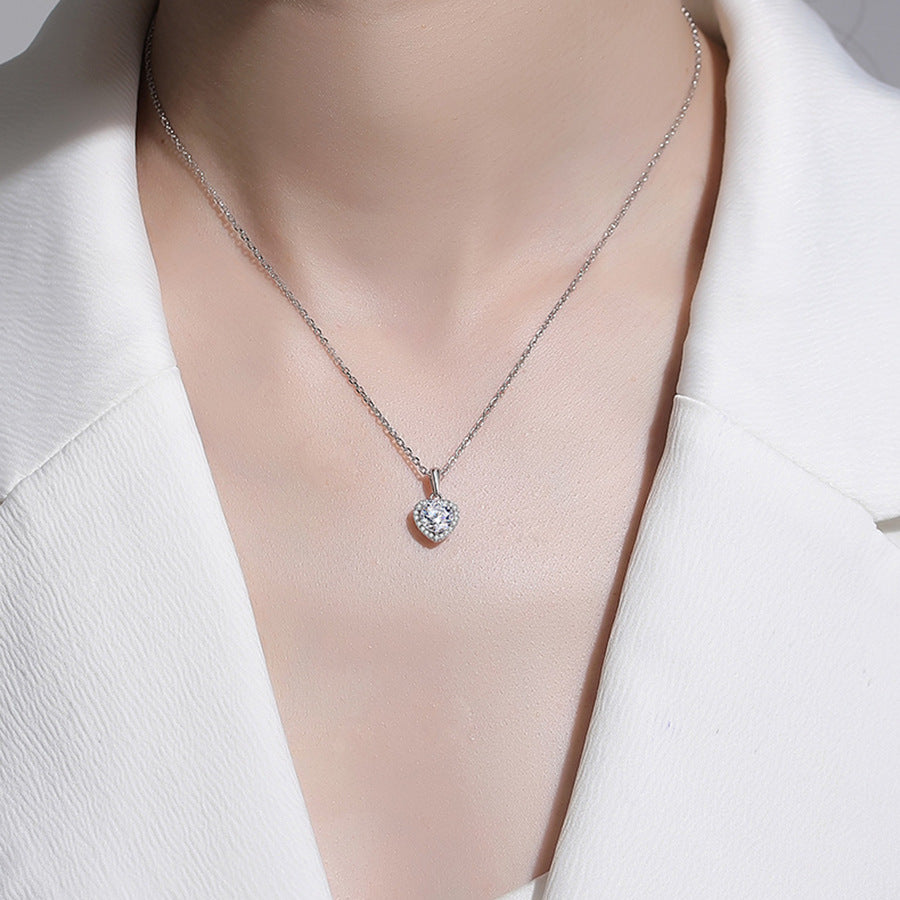 Chic Silver Heart Gem Pendant