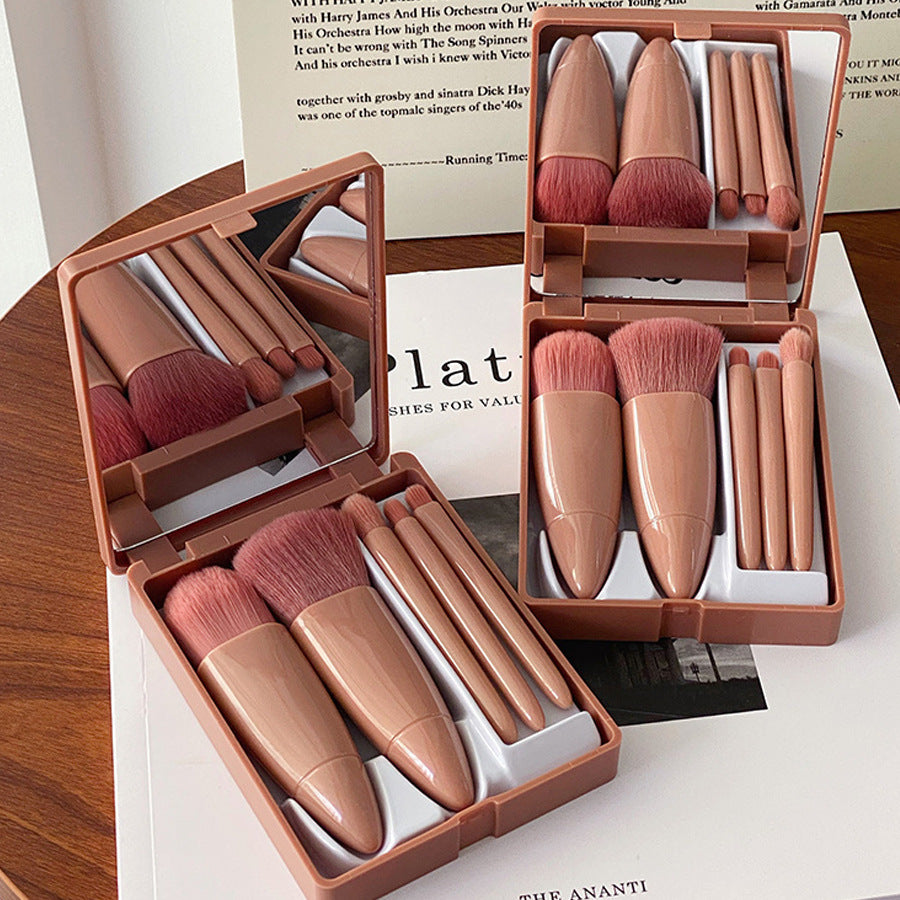 Pink Boxed Portable Makeup Brush Set