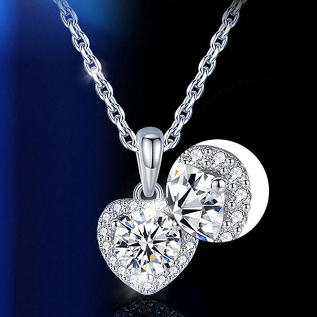 Chic Silver Heart Gem Pendant