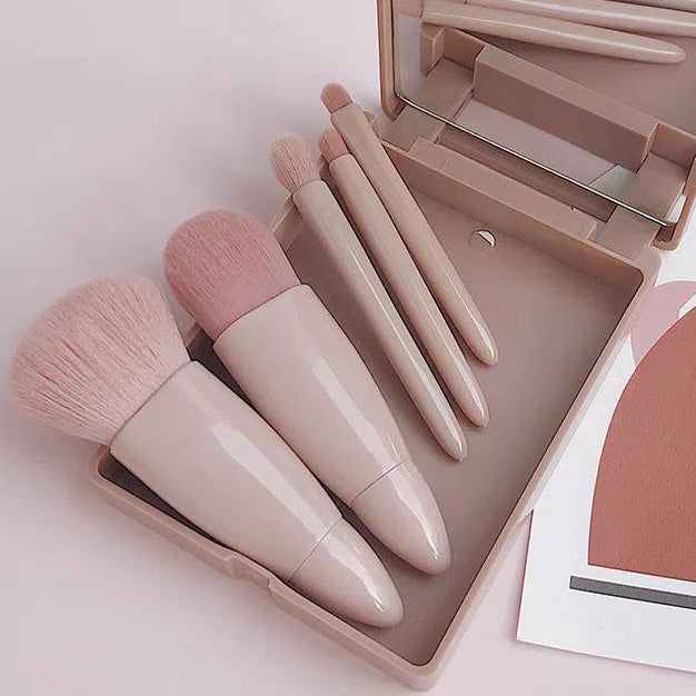 Pink Boxed Portable Makeup Brush Set