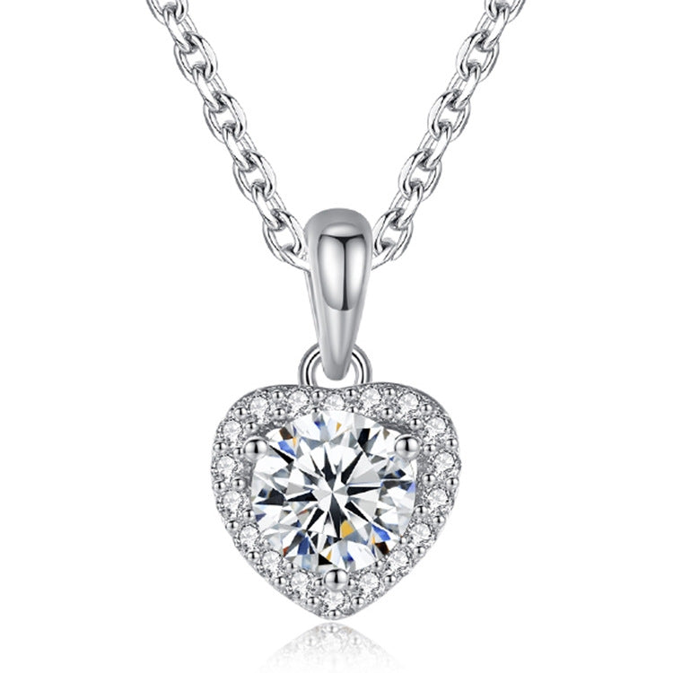 Chic Silver Heart Gem Pendant